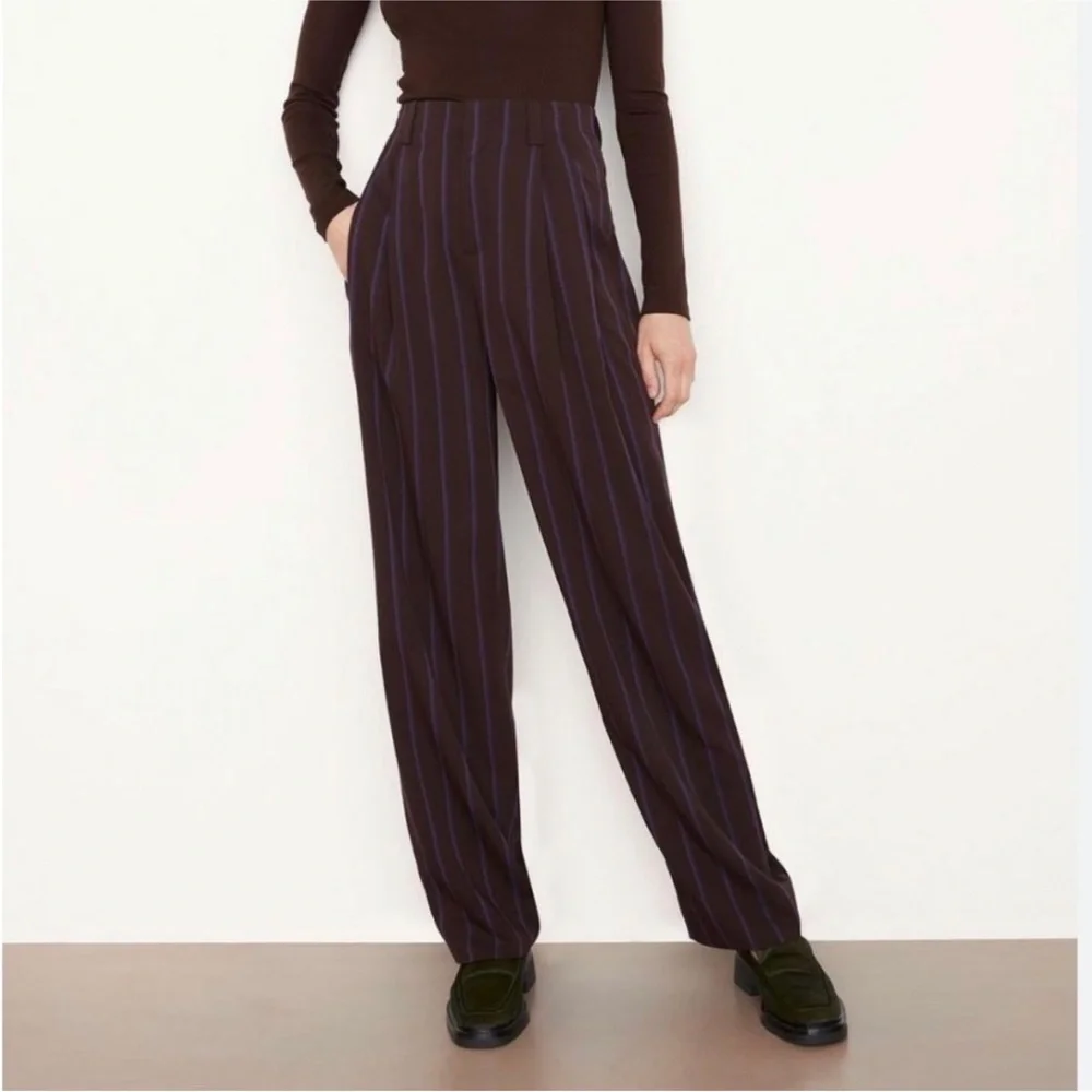 BNWT nwt Vince Striped Pleat Front Wide Leg Cropped Pant - Picture 3 of 7